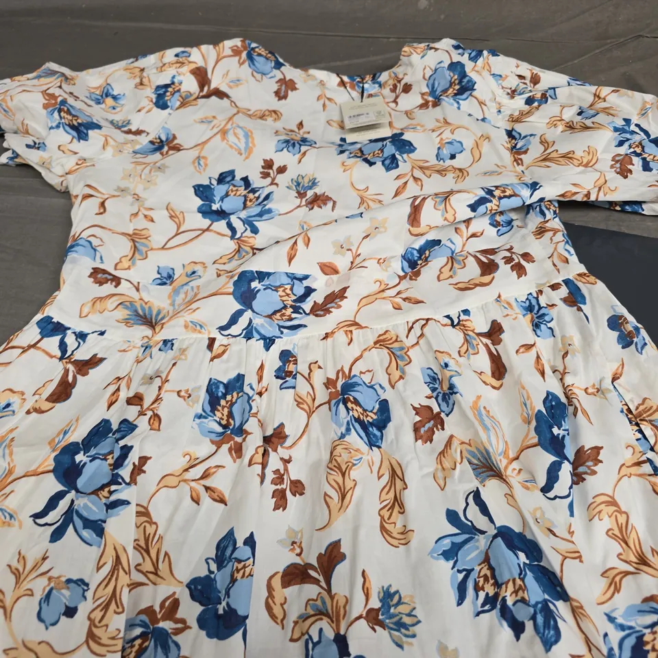 NOBODYS CHILD DRESS IN WHITE / FLORAL SIZE UK 18