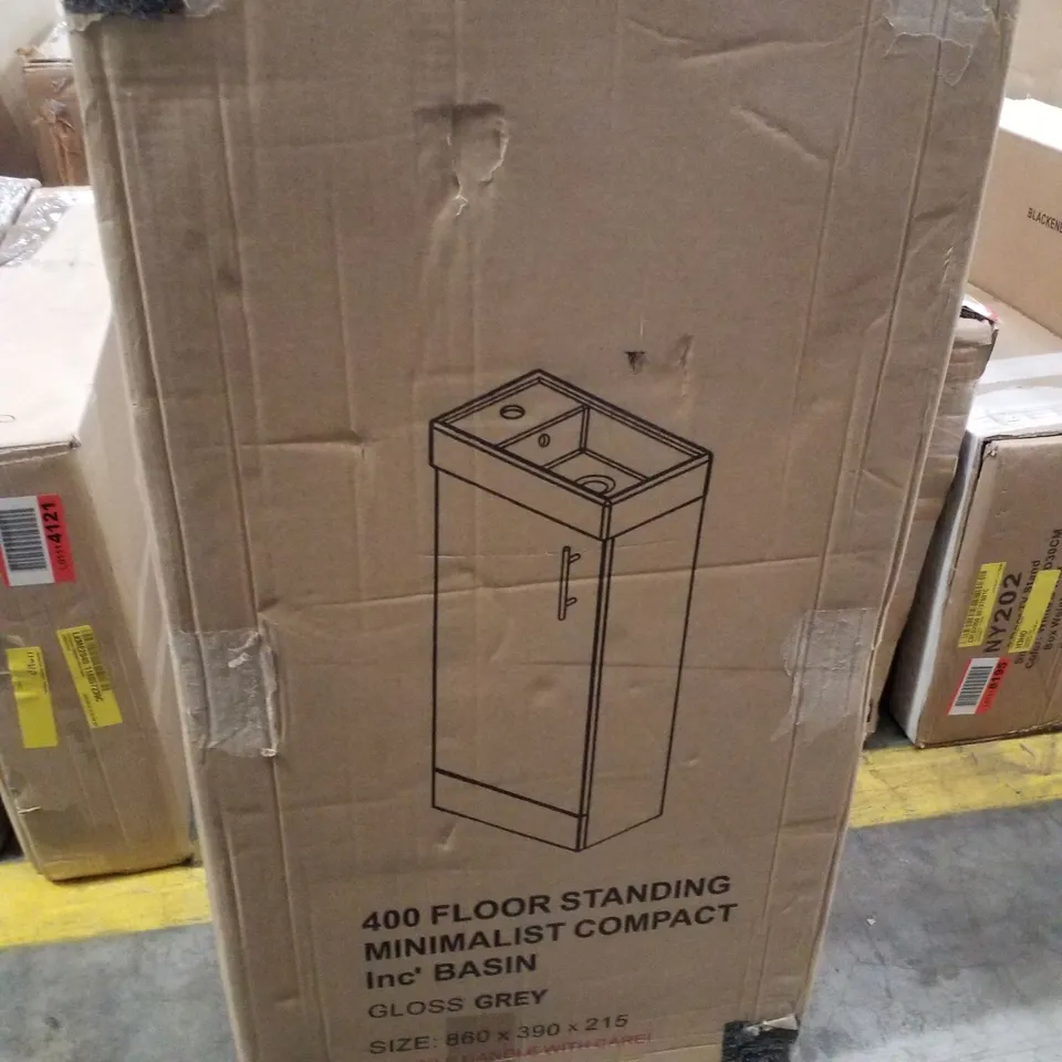 BOXED 400 FLOOR STANDING MINIMALIST COMPACT BASIN - GREY