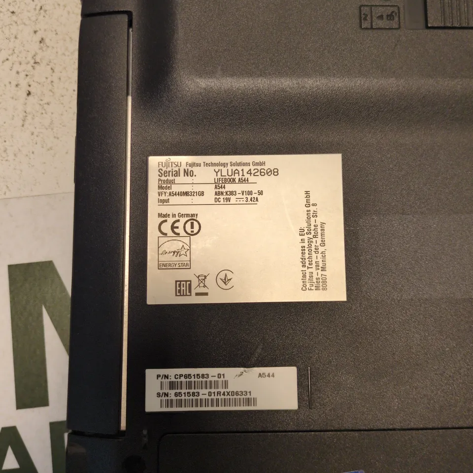 FUJITSU LIFEBOOK A544 LAPTOP – WINDOWS 8 PRO, DC 19V