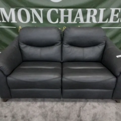 DESIGNER G PLAN MADE JACKSON CAMBRIDGE BLUE LEATHER ELECTRIC RECLINING THREE SEATER SOFA
