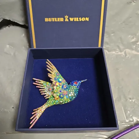 BUTLER & WILSON RAINBOW CRYSTAL HUMMINGBIRD BROOCH