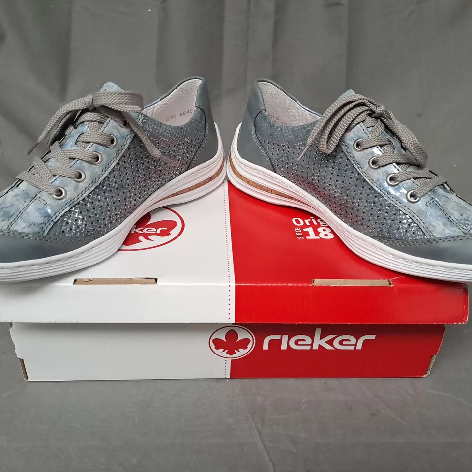 BOXED PAIR OF RIEKER SHOES IN BLUE UK SIZE 6