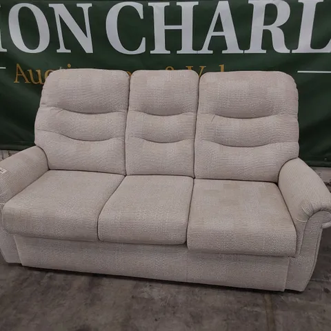QUALITY BRITISH DESIGNER G PLAN HOLMES SMALL THREE SEATER SOFA FARO MIST FABRIC