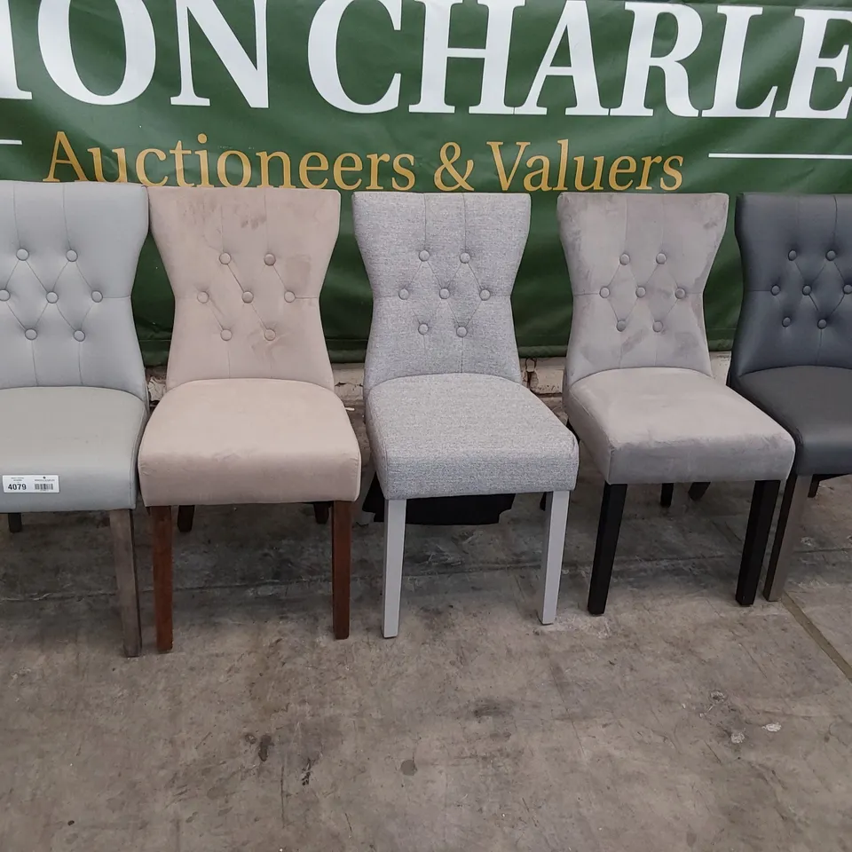FIVE ASSORTED DESIGNER UPHOLSTERED DINING CHAIRS 