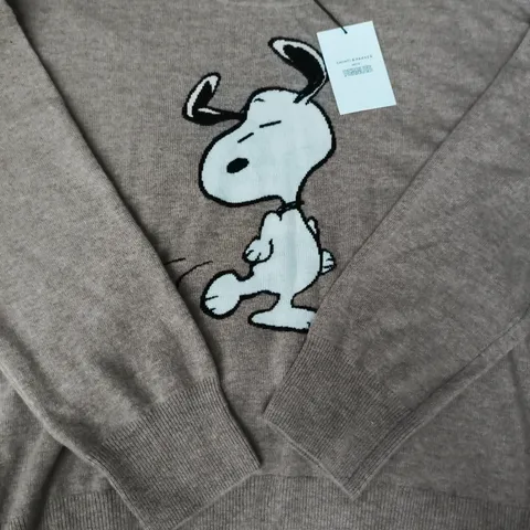 CHINTI & PARKER MEETS PEANUTS DANCING SNOOPY SWEATER IN BEIGE SIZE MEDIUM