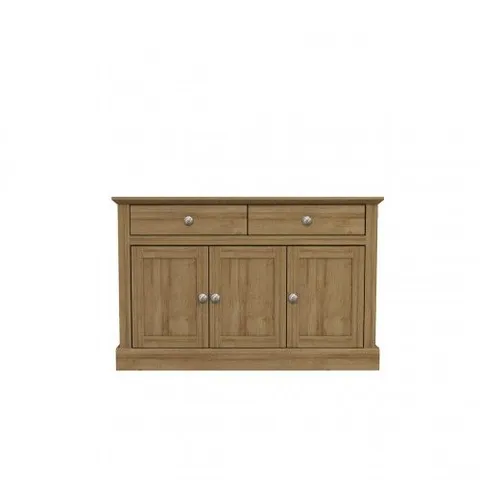 BOXED DEVON 3 DOOR 2 DRAWER SIDEBOARD - OAK FINISH (1 BOX)
