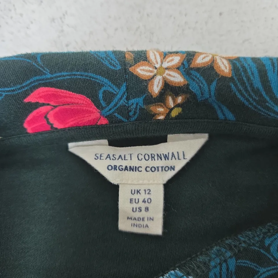 SEASALT CORNWALL ORGANIC COTTON DRESS – FLORAL PRINT, UK 12