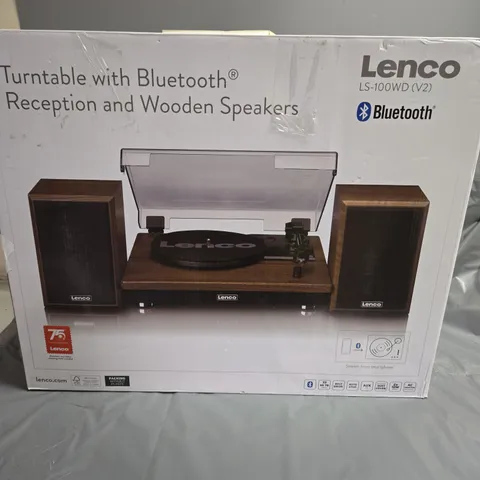 LENCO LS-100WD TURNTABLE WITH BLUETOOTH RECEPTION AND WOODEN SPEAKERS