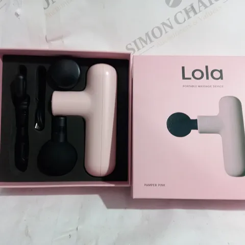 BOXED LOLA 4 SPEED HAND HELD MASSAGE GUN IN PAMPER PINK