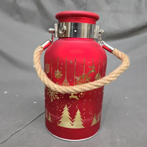 FESTIVE LIT GLASS JAR WITH SNOWFLAKES CHRISTMAS DECORATION