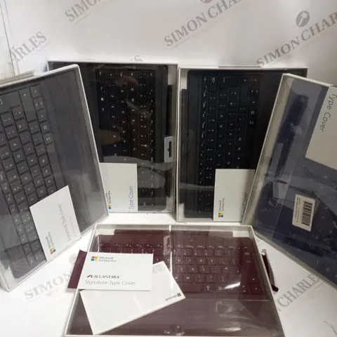 BOX OF APPROX 5 ASSORTED AND BOXED MICROSOFT SURFACE KEYBOARD ATTACHMENT.
