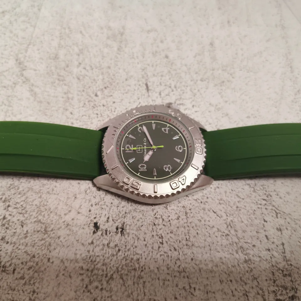 ZIHLMANN & CO. DIVER WATCH – GREEN DIAL & RUBBER STRAP