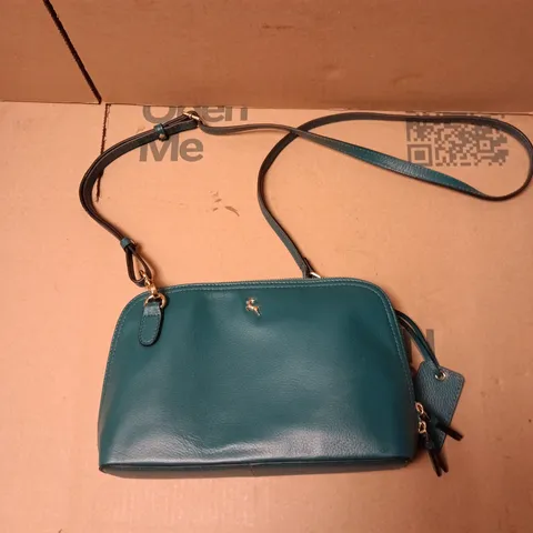 ASHWOOD GENUINE LEATHER DOUBLE COMPARTMENT CROSS BODY BAG WITH SEPARATE COIN PURSE - TEAL BLUE 