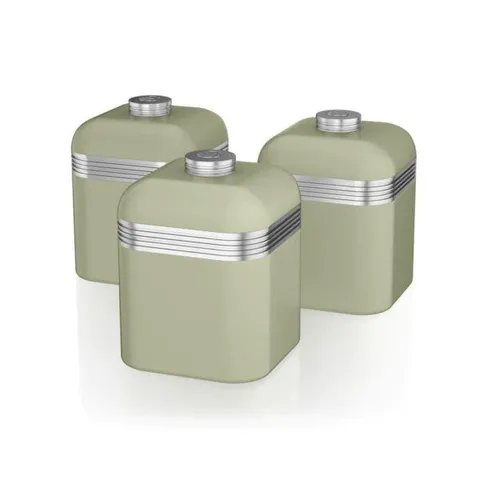 SWAN RETRO SET OF 3 CANISTERS TEA COFFEE SUGAR – GREEN(1BOX)