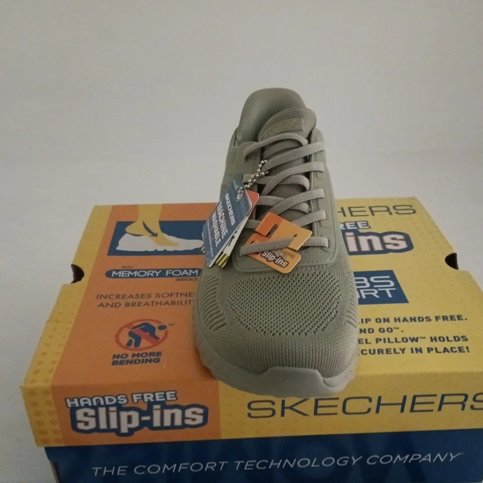 SKECHERS VEGAN SLIP INS OLIVE UK 5 BOXED