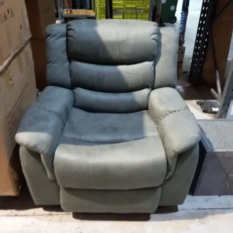 DESIGNER GREY SUEDE EFFECT RECLINING ARM CHAIR