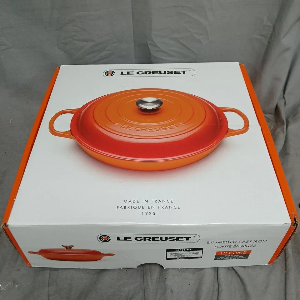 LE CREUSET 30CM SHALLOW CASSEROLE CAST IRON IN GREEN