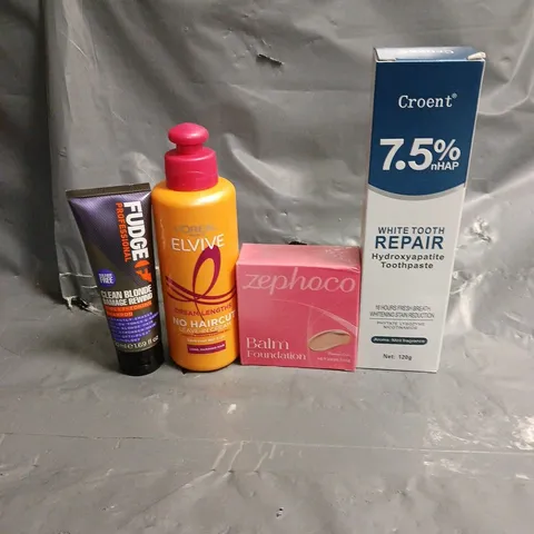 APPROXIMATELY 20 HEALTH AND BEAUTY PRODUCTS TO INCLUDE FUDGE PROFESSIONAL SHAMPOO, ZEPHOCO BALM FOUNDATION AND CROENT TOOTHPASTE