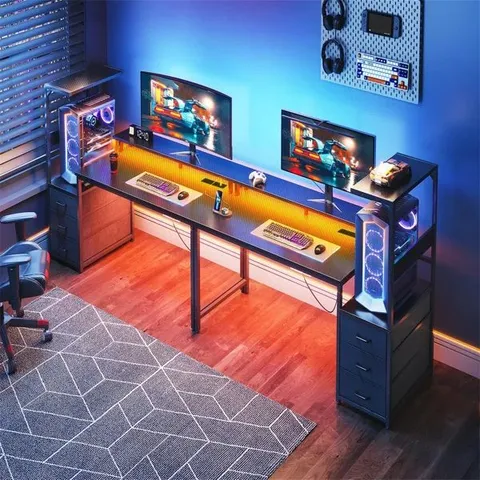 BOXED METAL BASE COMPUTER DESK WITH POWER OUTLET (1 BOX)