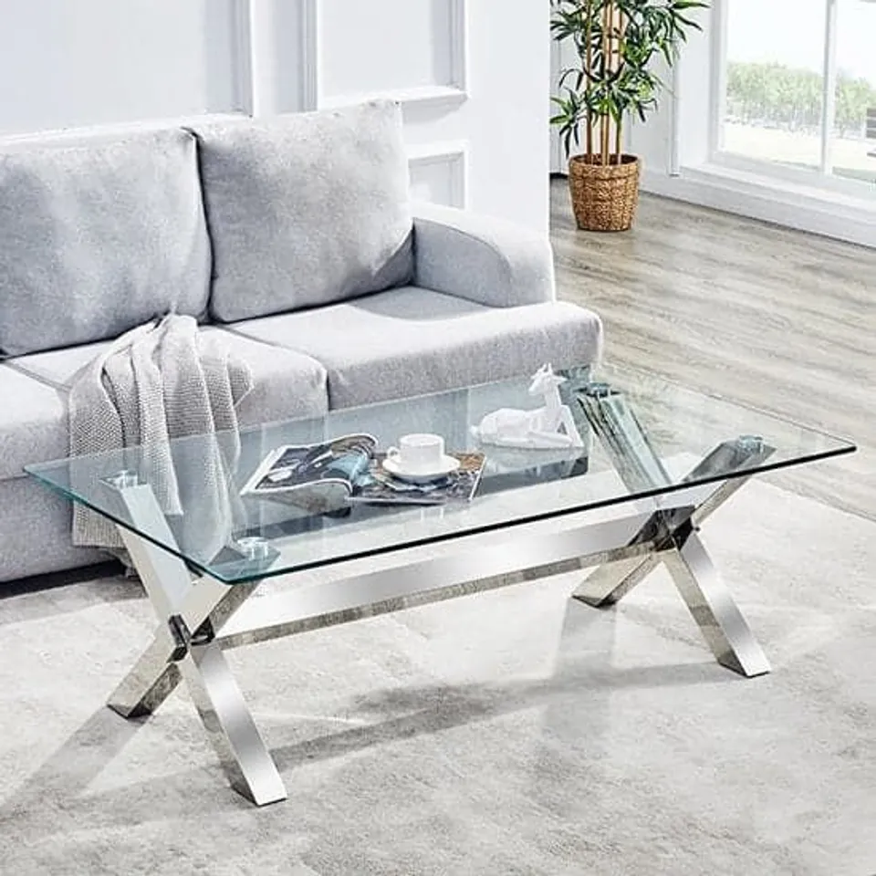 BOXED CROSLEY CLEAR COFFEE TABLE (3 BOXES)