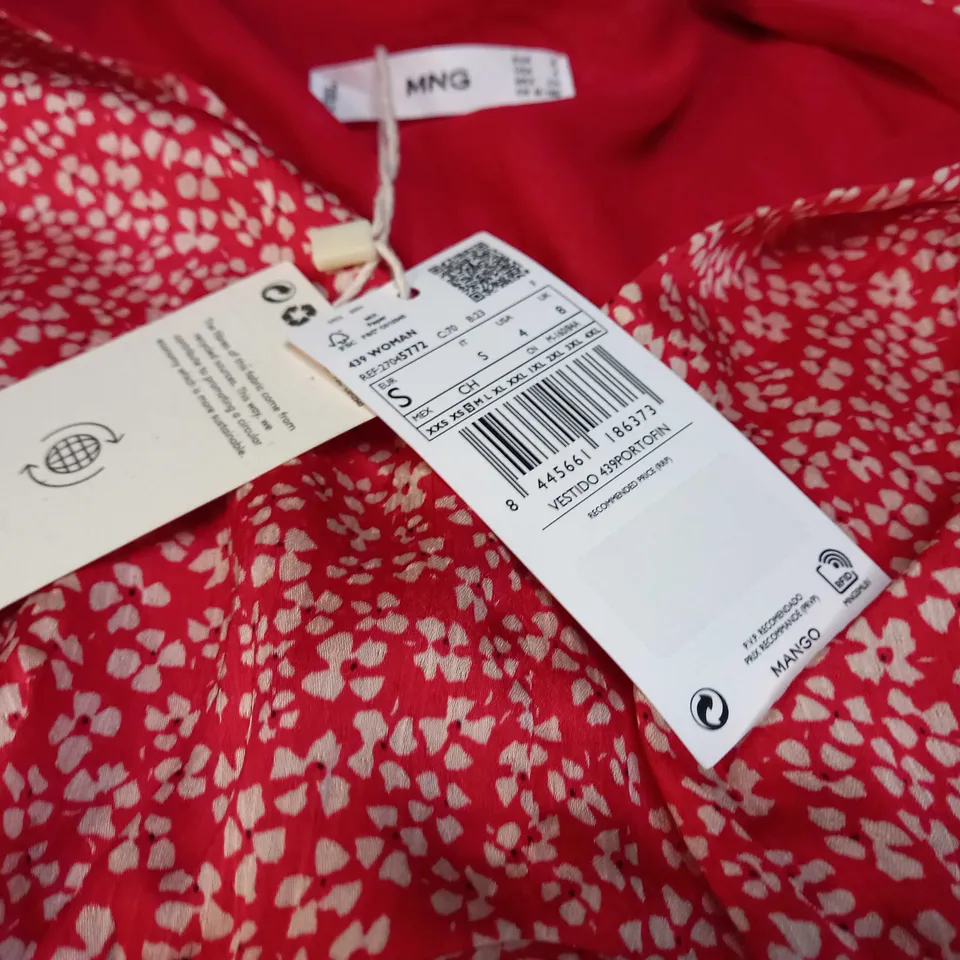 MNG RED DITSY TEA DRESS - SMALL