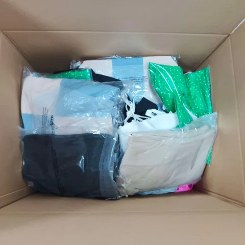 LARGE BOX OF APPROX CLOTHING & ACCESSORIES – ASSORTED CLOTHING ITEMS