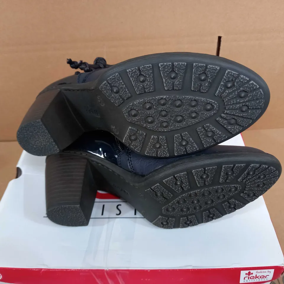 RIEKER TASSLE NAVY ANKLE BOOTS - SIZE UK 6