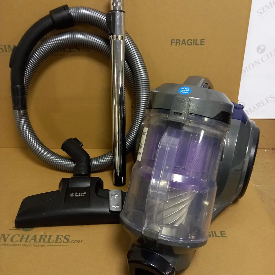 RUSSELL HOBBS TITAN 2 PET CYLINDER VACUUM IN GREY AND PURPLE