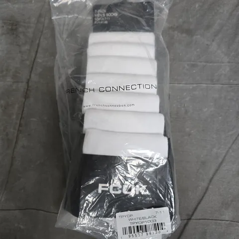 BAGGED FCUK 7 PACK OF MENS SOCKS IN WHITE - 7-11