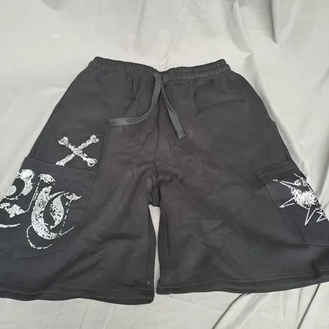 NAMED COLLECTIVE RHINESTONE SKULL SHORTS IN BLACK SIZE L