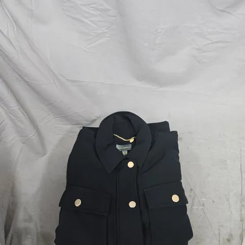 UK 10 RUTH LANGSFORD BLACK JACKET WITH GOLD BUTTONS – 