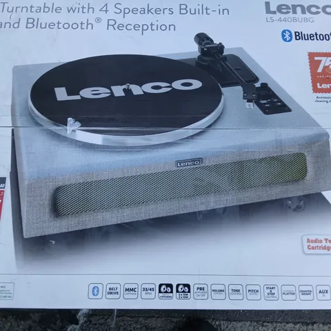 BOXED LENCO LS-440BUBG BLUETOOTH TURNTABLE WITH BUILT IN SPEAKERS 