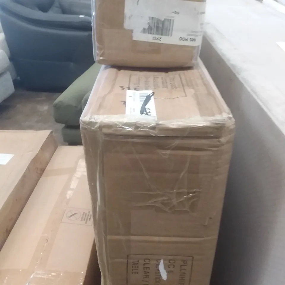BOXED CHOPSTICK 100CM ROUND DINING TABLE CHAIRS CLEAR/GREY  