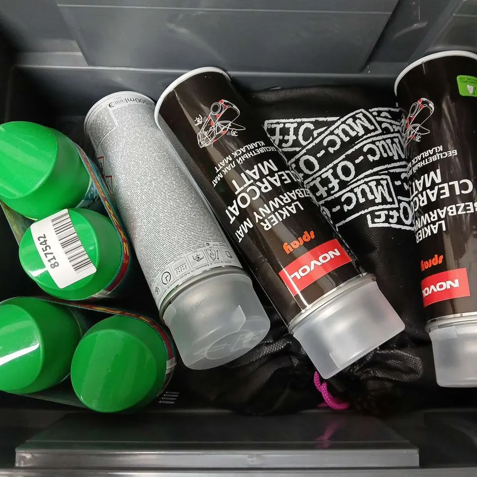 APPROXIMATELY 8 ASSORTED AEROSOLS TO INCLUDE MUC OFF BIKE PROTECT POST WASH (500ml), NOVOL CLEARCOAT MATT (500ml), AIR WICK REFILL, ETC - COLLECTION ONLY