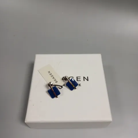 BOXED SKAKEN SEA GLASS STAINLESS STEEL EARRINGS 