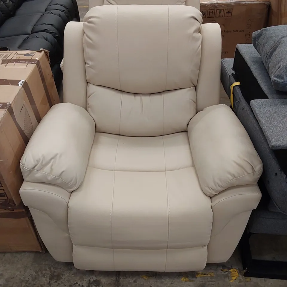DESIGNER FAUX LEATHER ELECTRIC RECLINER CHAIR - CREAM