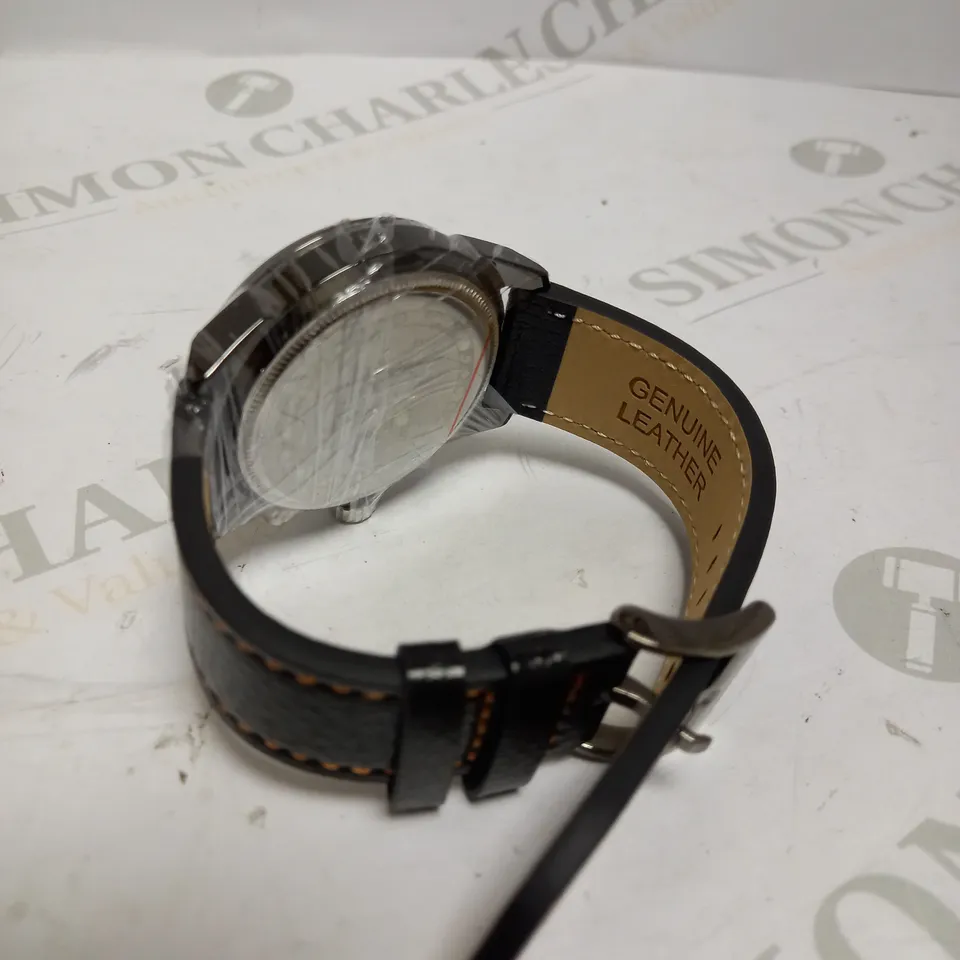 MEN’S ZIHLMANN & CO CHRONOGRAPH WATCH – MODEL ZC60 - BLACK DIAL WITH SUB DIALS – 3ATM WATER RESISTANT – GENUINE LEATHER STRAP 