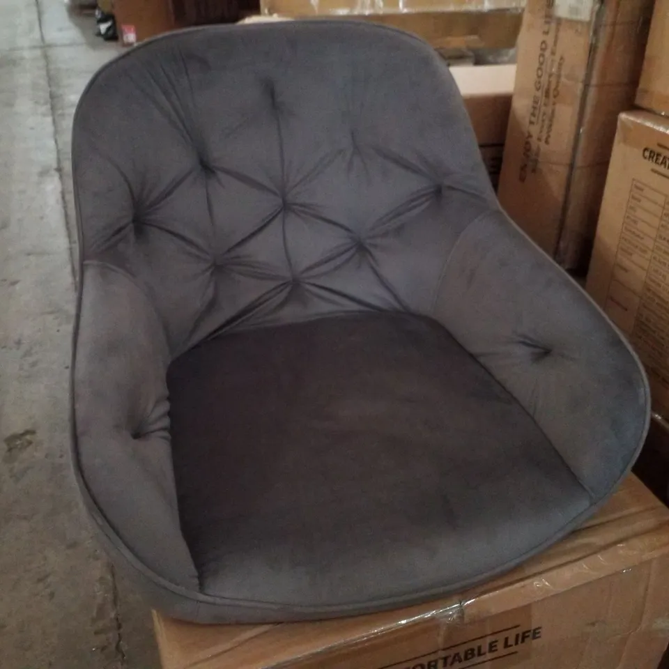 BOXED PAIR OF GARVIES GREY VELVET BARSTOOLS