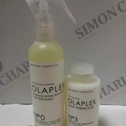 BOX OF 2 OLAPLEX PRODUCTS TO INCLUDE NO.0 INTENSIVE BOND BUILDING HAIR TREATMENT 155ML & NO.3 HAIR PERFECTOR 100ML