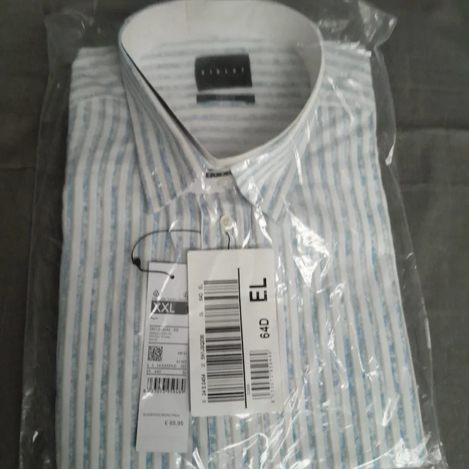 BAGGED SISLEY REGULAR FIT BLUE STRIPED SHIRT - XXL