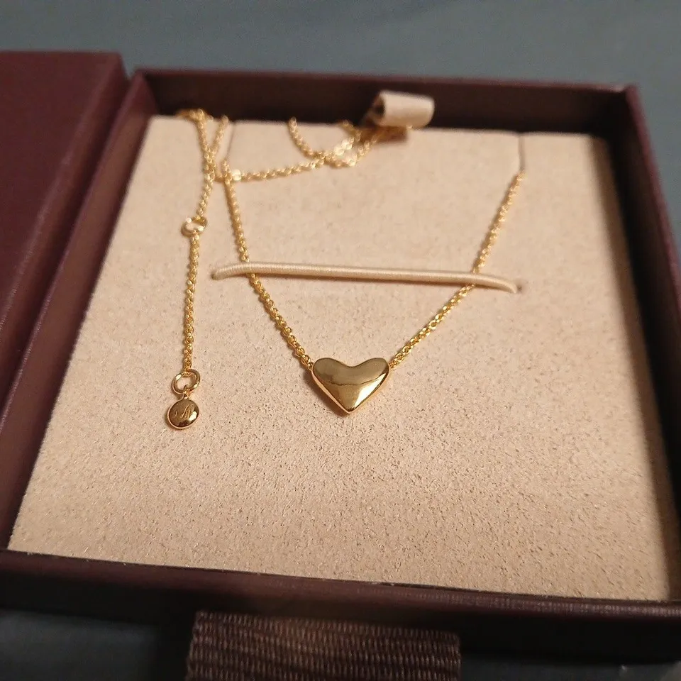 Monica Vinader Gold Tone Heart Pendant Necklace with Disc Charm 