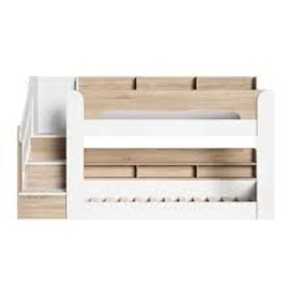 BOXED FLAIR ZENO STAIRCASE LOW BUNK WITH STORAGE - WHITE (5 BOXES)