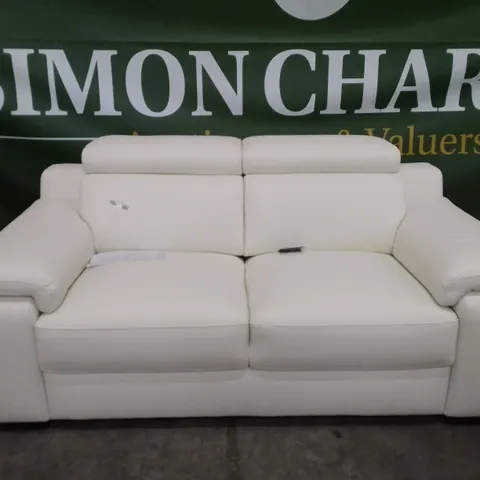 QUALITY ITALIAN DESIGNER RICCARDO 2 SEATER SOFA - WHITE LEATHER