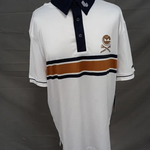 LIVGOLF CRUSHERS RETRO POLO MEN IN WHITE SIZE M