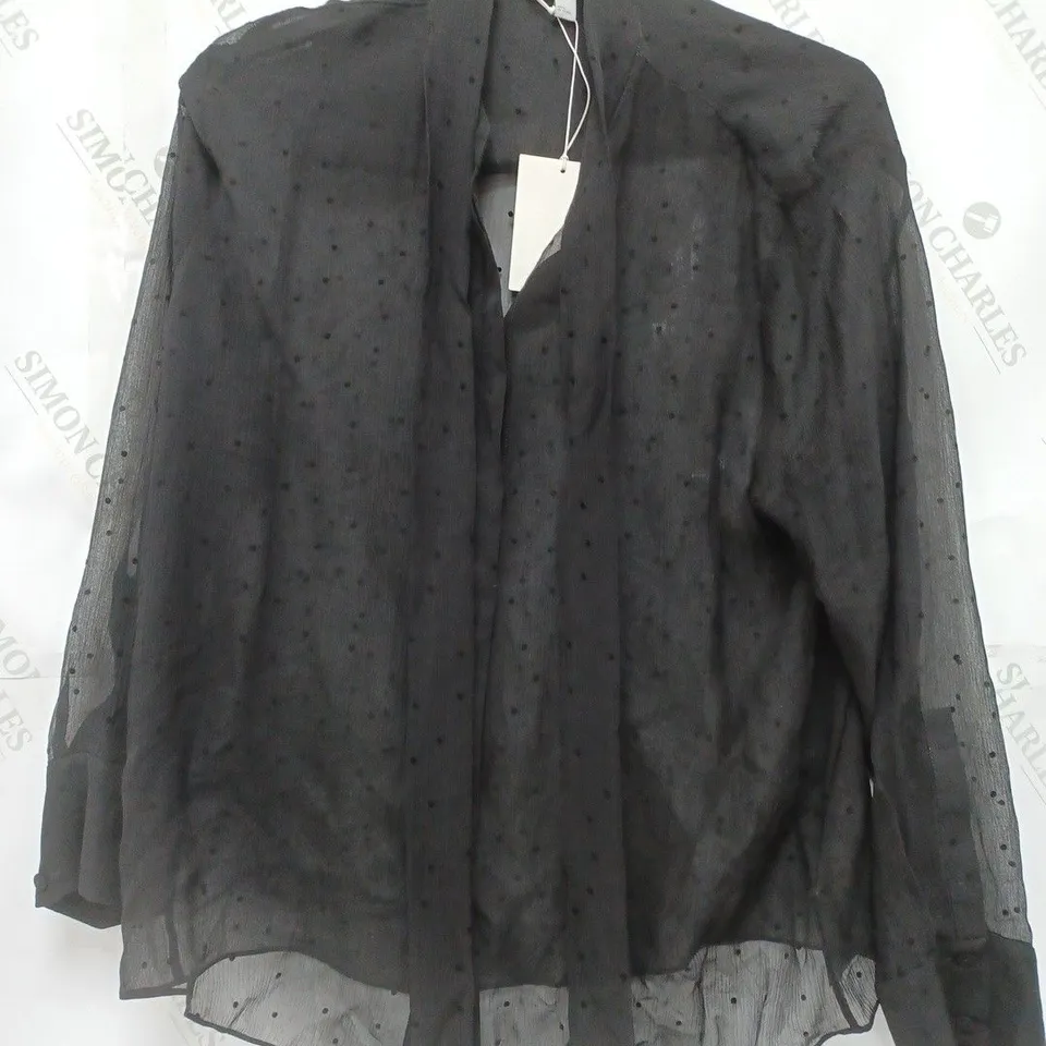 COS LIGHTWEIGHT TRANSPARENT BLACK TOP - UK 18