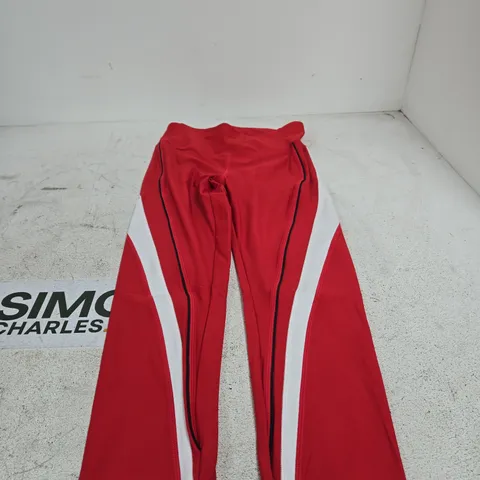 LASCANA ACTIVE RED WITH WHITE STRIPE LEGGINS UK MEDIUM