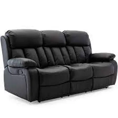 DESIGNER CHESTER MANUAL 3 SEATER RECLINER SOFA BLACK (1 BOX)