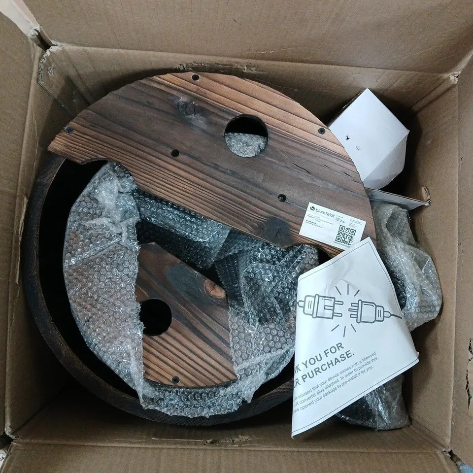 Blumfeldt Cascada Doble Garden Fountain – Wooden Barrel