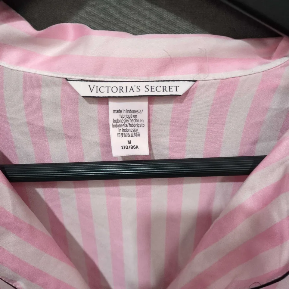 VICTORIA'S SECRET WOMEN'S PINK & WHITE STRIPED PYJAMA TOP, SIZE M