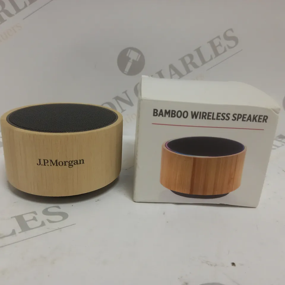 BOXED J.P MORGAN BAMBOO WIRELESS SPEAKER 